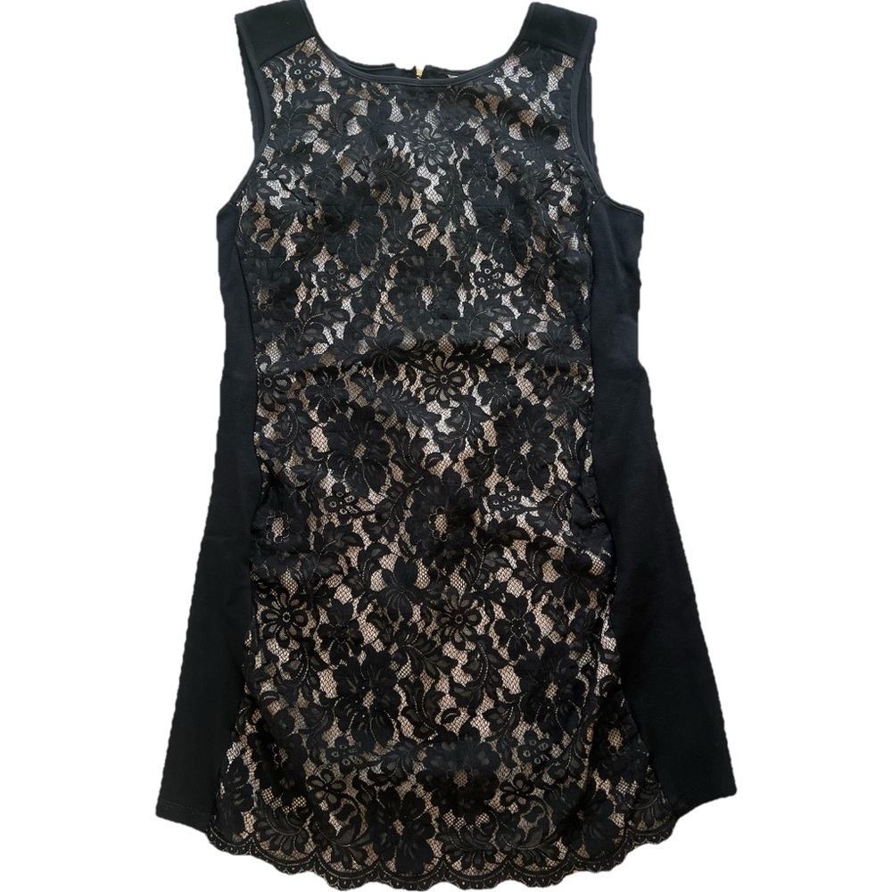 Boston Proper Black Lace Overlay‎ Cocktail Midi Dress Womens Medium Whimsigoth